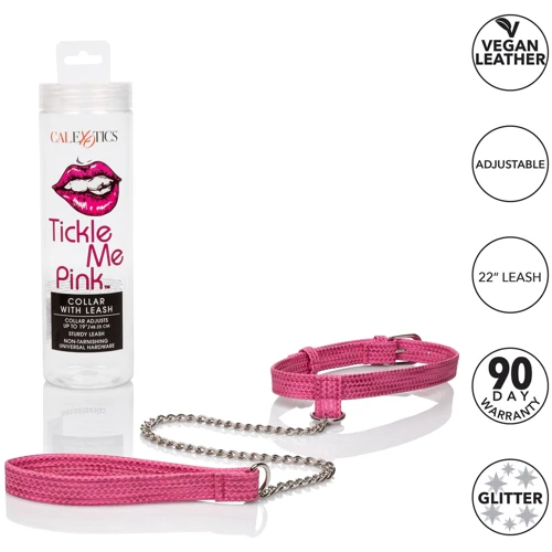 CalExotics Tickle Me Pink Collar w Leash - дизайнерський нашийник з повідцем фото 5