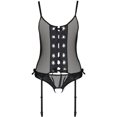 Корсет со шнуровкой Passion NESSY CORSET Вlack S/M (стринги в наборе): Для кого Для женщин