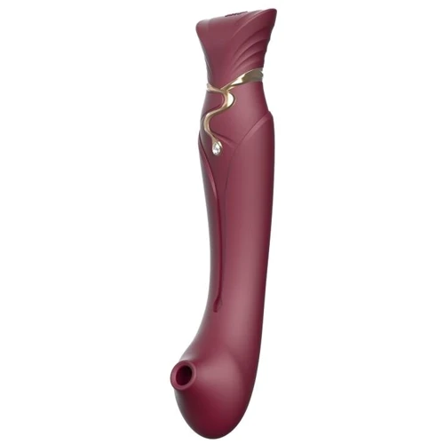 Смартвібратор 3в1 Zalo - Queen Wine Red, пульсуюча перлина та вакуум, кристал Swarovski фото 11