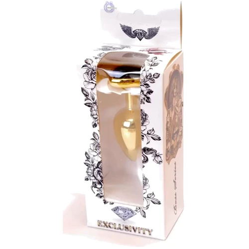 Анальная пробка с кристаллом BOSS of TOYS Boss Series - Jewellery Gold Heart PLUG Black S, BS6400038: Материал Медицинский металл