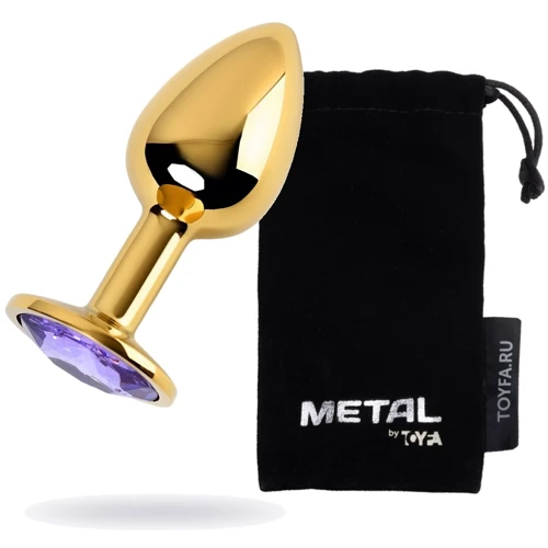 Анальная пробка с кристаллом Metal By Toyfa Gold anal plug amethyst фото 6