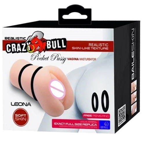 Мастурбатор-вагина Crazy Bull - LEONA Pocket Pussy vagina, BM-009225NH: Глубина, см 15.4