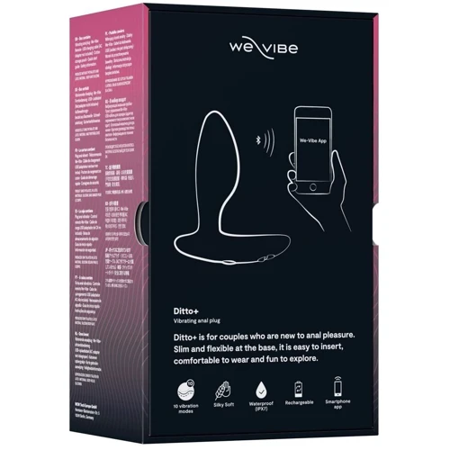 Анальная смарт-вибропробка We-Vibe Ditto+ Satin Black с пультом ДУ: Диаметр, см 3.2
