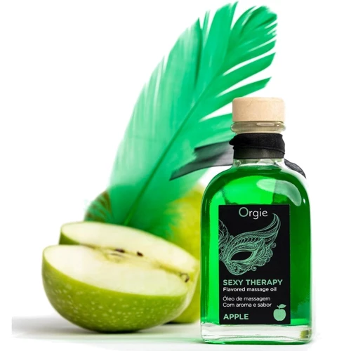 Набор для массажа Orgie – Sexy Therapy Apple (100 мл), съедобное разогревающее масло + перышко: Особенности С ароматом, Со вкусом