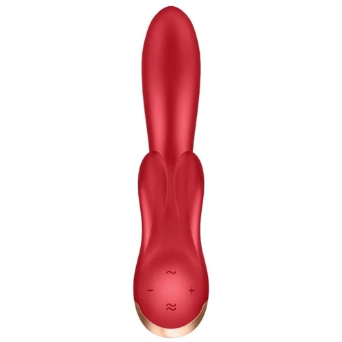 Смарт вибратор кролик с двойным отростком Satisfyer Double Flex Red: Тип и форма Кролик