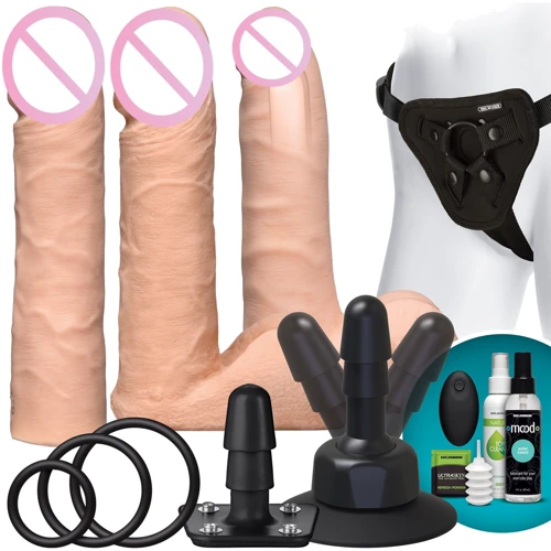Набор для страпона Doc Johnson Vac-U-Lock VIBRATING Dual Density ULTRASKYN Set