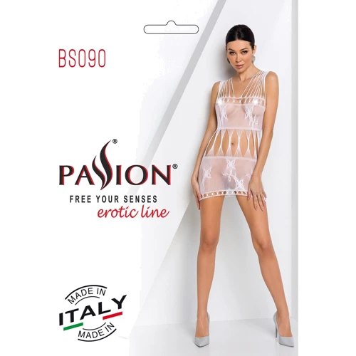 Бодістокінг Passion BS090 white: Візерунок Однотонный, Цветочный
