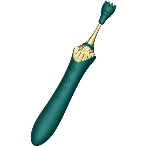 Мультифункциональный вибратор Zalo - Bess 2 Turquoise Green (4 насадки, подогрев): Тип управления Кнопочное