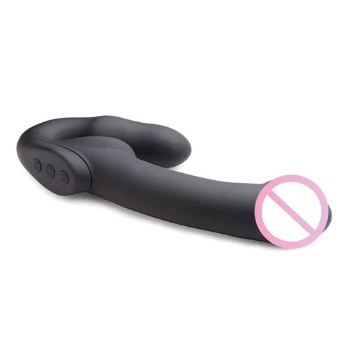 Evoke Rechargeable Vibrating Silicone Strapless Strap On - страпон 24.7x4 см, черный: Тип крепления Безремневые