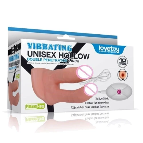 Страпон двойной с вибрацией Lovetoy Vibrating Unisex Hollow Double Penetrator 6": Тип крепления На ремешках