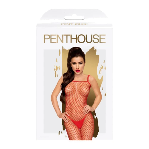 Бодистокинг Penthouse fishnet BODY SEARCH, красный, S-L: Вид Бодистокинг