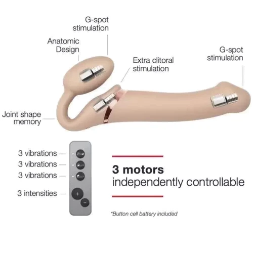 Безремневой страпон с вибрацией Strap-On-Me Vibrating Flesh L: Тип крепления Безремневые