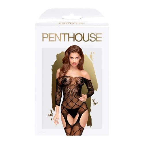 Бодистокинг с рукавами Penthouse TOP-NOTCH (черный, S-L): Вид Бодистокинг