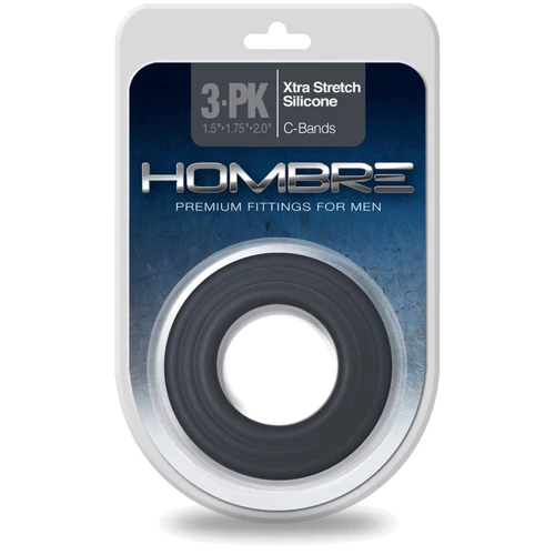Эрекционные кольца Topco Hombre Xtra Stretch Silicone C-Bands 3-Pack, черный: Цвет черный