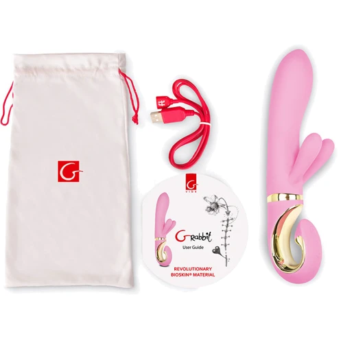 Gvibe Grabbit - Candy Pink вибратор-кролик с тремя моторчиками, 18x3.5 см: Тип и форма Вибромассажер