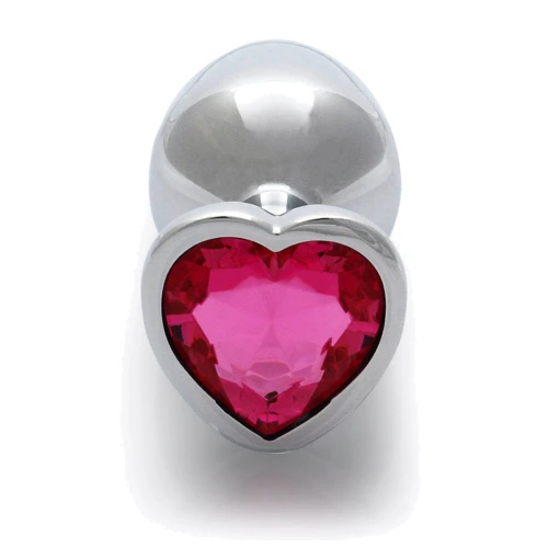 Металлическая анальная пробка Ouch! Heart Gem Silver - Rubellite Pink, S: Для кого Унисекс