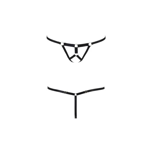 Трусики стринги из стреп Passion Exclusive ARMANDA THONG black XXL/XXXL