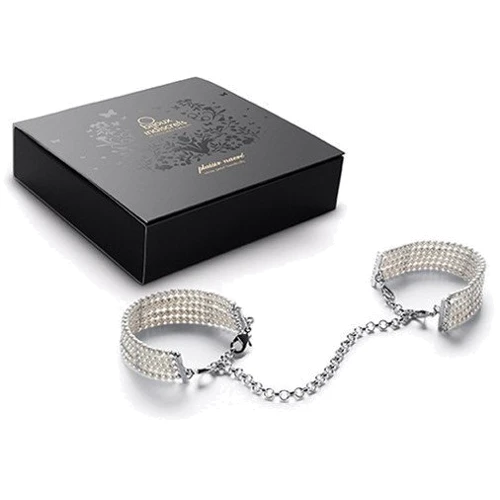 Браслеты - наручники Bijoux Indiscrets PLASIR NACRE белый жемчуг: Материал Металл