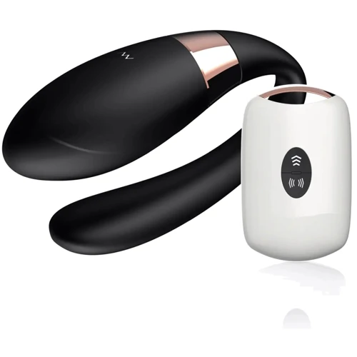 Вібромасажер для пар з пультом дистанційного керування - Boss Series V-Vibe Black USB 7 Function, BS6200003