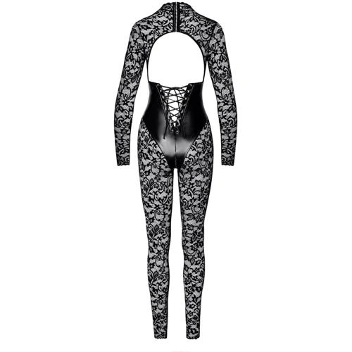 Комбінезон Noir Handmade F299 Enigma lace catsuit with underbust bodice Black, L: Розмір L