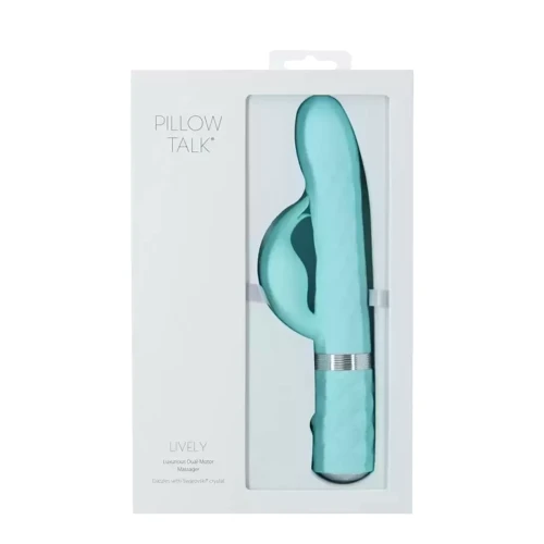 Роскошный вибратор Pillow Talk Lively Teal с кристаллом Сваровски для точки G: Тип и форма Кролик