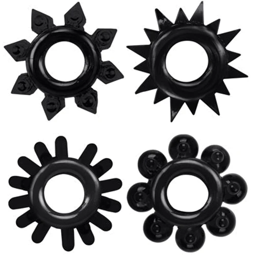 Набор из 4 эрекционных колец Chisa Get Lock Cock Rings Set Black
