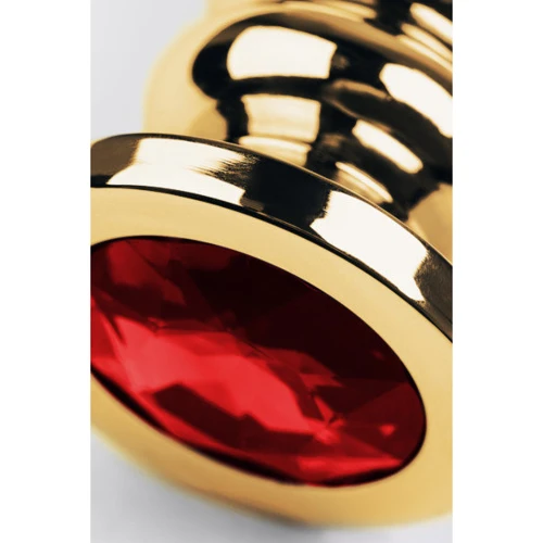 Анальна пробка із кристалом Toyfa Metal Gold anal plug dark red gem: Тип Анальные пробки