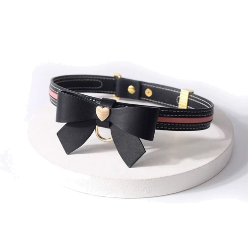 Ошейник с поводком LOCKINK Sevanda Love Heart Butterfly Leather Collar Set - Black фото 5
