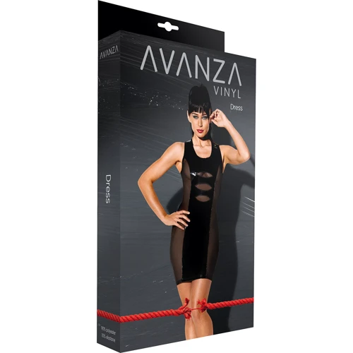 Черное платье с лакироваными вставками Avanza, S: Вид Платья