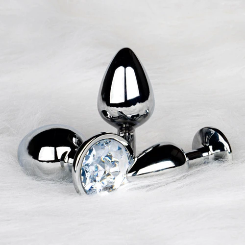 Металевий анальний затор Ouch! Heart Gem Silver - Diamond, S: Матеріал Медицинский металл