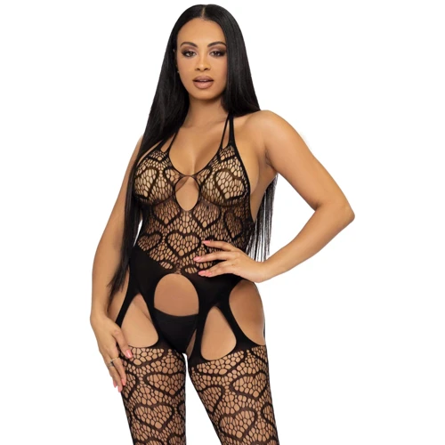 Бодистокинг Leg Avenue Net suspender bodystocking One size Black