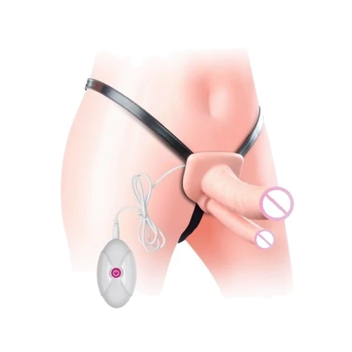 Страпон двойной с вибрацией Lovetoy Vibrating Unisex Hollow Double Penetrator 6"