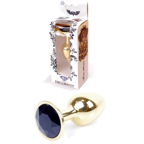 Анальная пробка с кристаллом BOSS of TOYS Boss Series - Jewellery Gold PLUG Black S, BS6400020