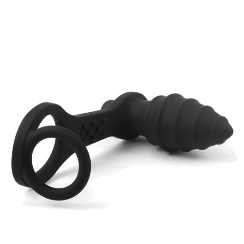 Анальная пробка с эрекционным кольцом и вибрацией LoveToy Ass Rasca Prostate Plug Combo Vibrating Black: Материал Силикон