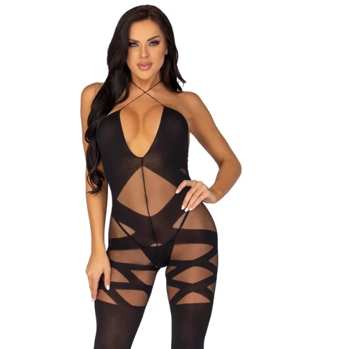 Бодистокинг Leg Avenue Illusion halter bodystocking One size Black: Вид Бодистокинг