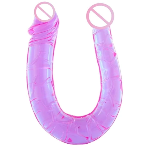 Анально–вагинальный стимулятор Twin Head Jelly Penic Dong, 30x3 см