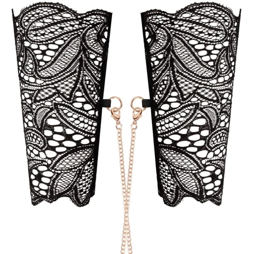 Мереживні наручники та комір Rosy Gold - Lace Cuffs and Collar Black: Для кого Для женщин