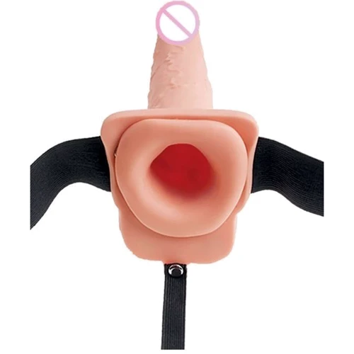 Fetish Fantasy 7.5in Hollow Squirting StrapOn - Полый страпон с имитацией эякуляции (телесный),19х4.8см: Для кого Унисекс