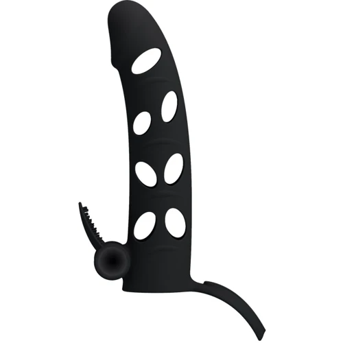 Насадка на член LYBAILE Pretty Love Penis Sleeve With Ball Strap 5.98" Black: Наличие вибрации Есть