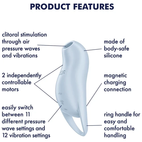 Вакуумний кліторальний стимулятор із вібрацією Satisfyer Pocket Pro 1 Blue: Довжина, см 13.9