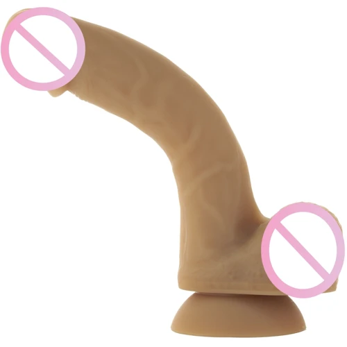 Гибкий фаллоимитатор на присоске ADDICTION - ANDREW 8″ Silicone Dong - Caramel + вибропуля: Длина проникновения, см 14