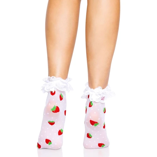 Носки с клубничным принтом Leg Avenue Strawberry ruffle top anklets One size: Для кого Для женщин