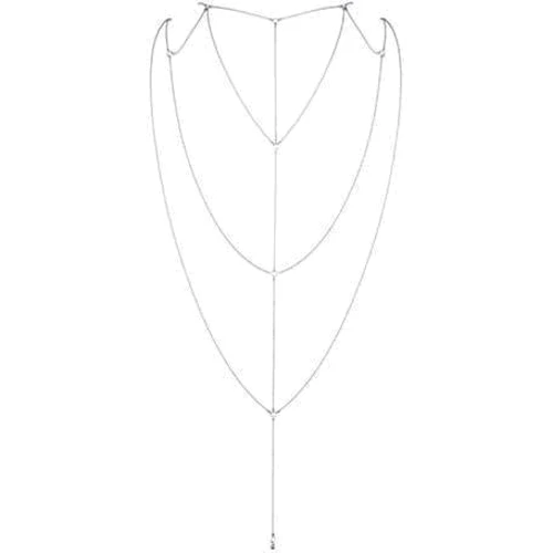 Украшение для спины и декольте Bijoux Indiscrets Magnifique Back and Cleavage Chain - Silver: Вид Портупеи