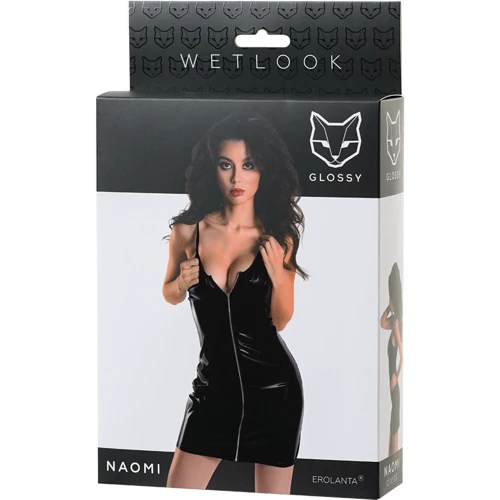 Платье Glossy Wetlook Naomi Вlack, S: Материал Полиэстер