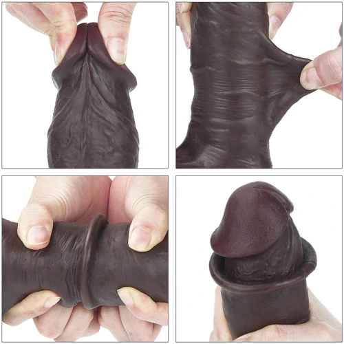 Фаллоимитатор LoveToy Sliding-Skin Dong Brown 7.8": Мошонка Есть
