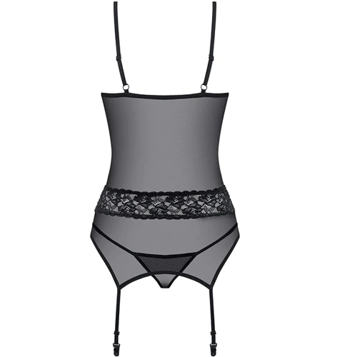 Прозорий корсет з підв'язками Obsessive 812-COR-1, Чорний, S / M фото 3