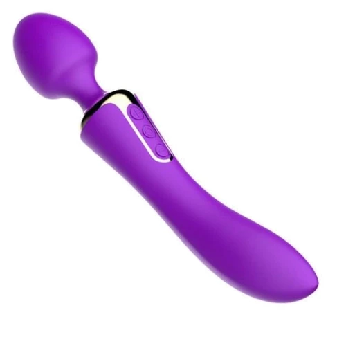 Вібромасажер двухсторнній Leten AV Heat Purple з підігрівом