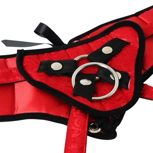 Трусы для страпона Sportsheets - Plus Red Lace w/Satin Corsette Strap On фото 3