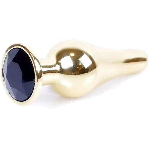 Анальная пробка с кристаллом BOSS of TOYS Boss Series - Jewellery Gold BUTT PLUG Black, BS6400065: Материал Медицинский металл