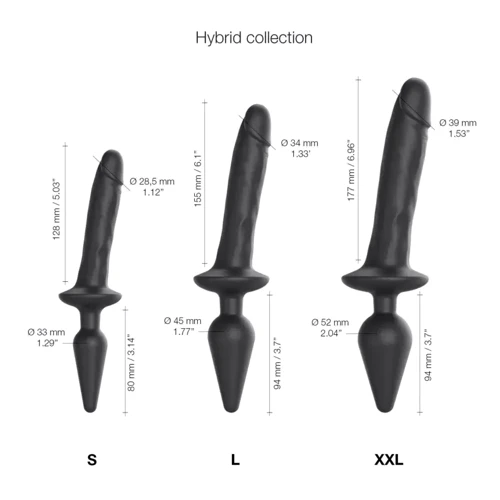 Анальная пробка с дилдо Strap-On-Me Switch Plug-In Realistic Dildo Black - L: Наличие вибрации Нет
